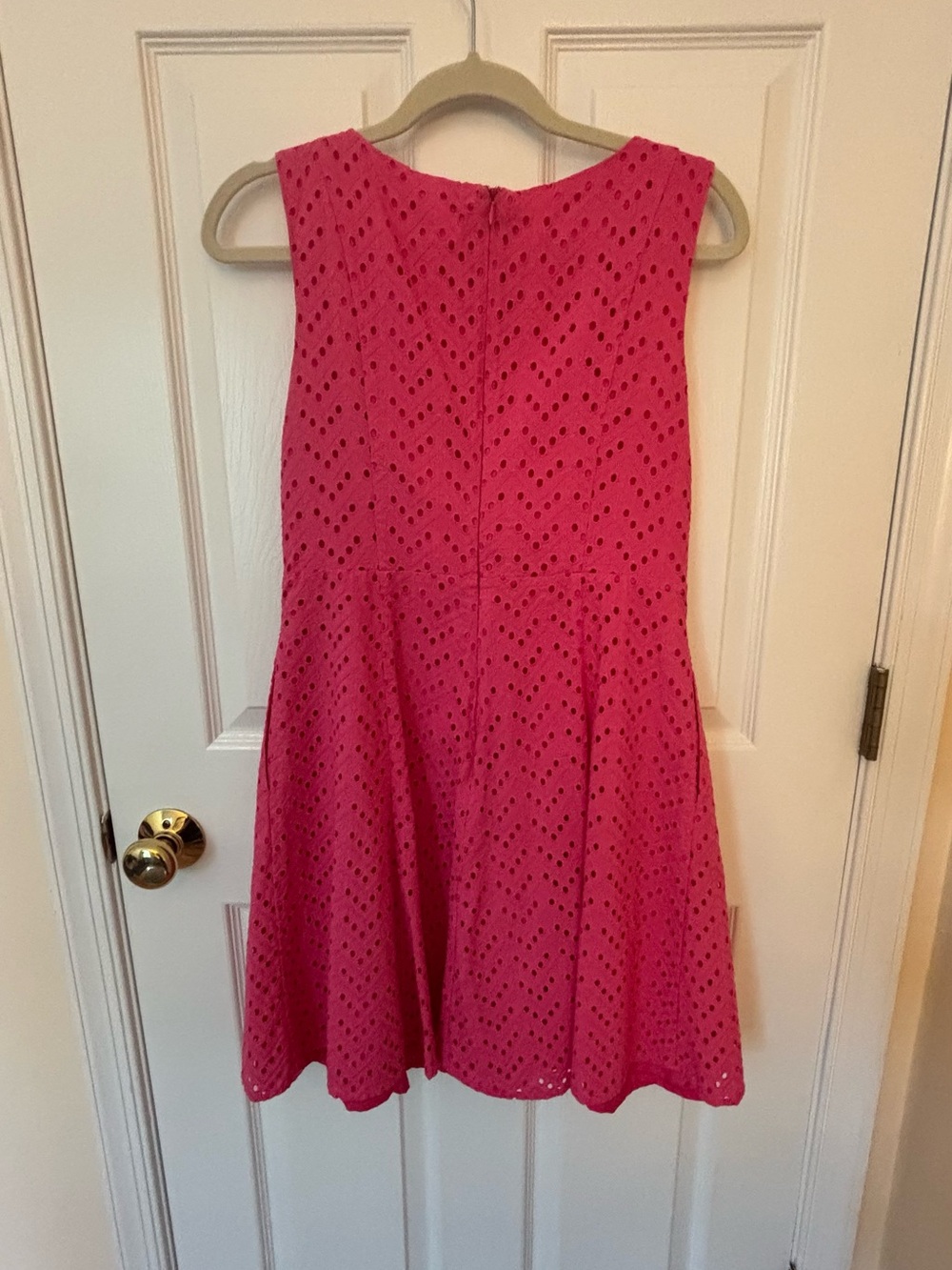 Liz Claiborne Womens Hot Pink Eyelet Fit & Flare Dress